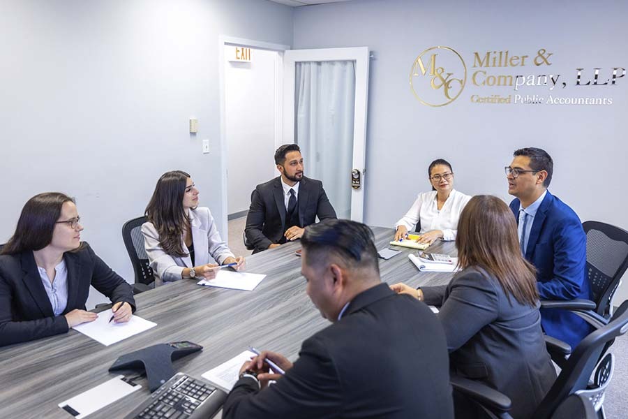 NYC CPA team performing business valuation and financial analysis for companies at Miller & Company LLP office
